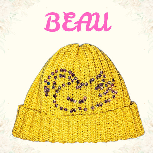 BEAU Rhinestone Crocheted Hat